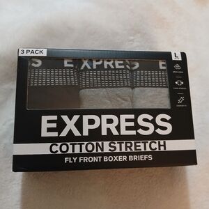 Express 3-Pack Cotton Stretch Fly Front Boxer Briefs - Size: Large (36-38)